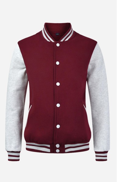 Personalize Men Letterman Jacket I - Wine Red And Grey