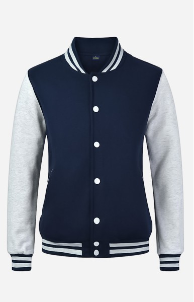 Personalize Men Letterman Jacket I - Navy Blue And Grey