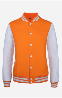 Personalize Men Letterman Jacket I - Orange And Gey